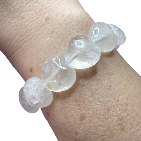 Clear Quartz Bracelet Heart Shaped bangle jewelry fashion accessories new - Picture 1 of 7